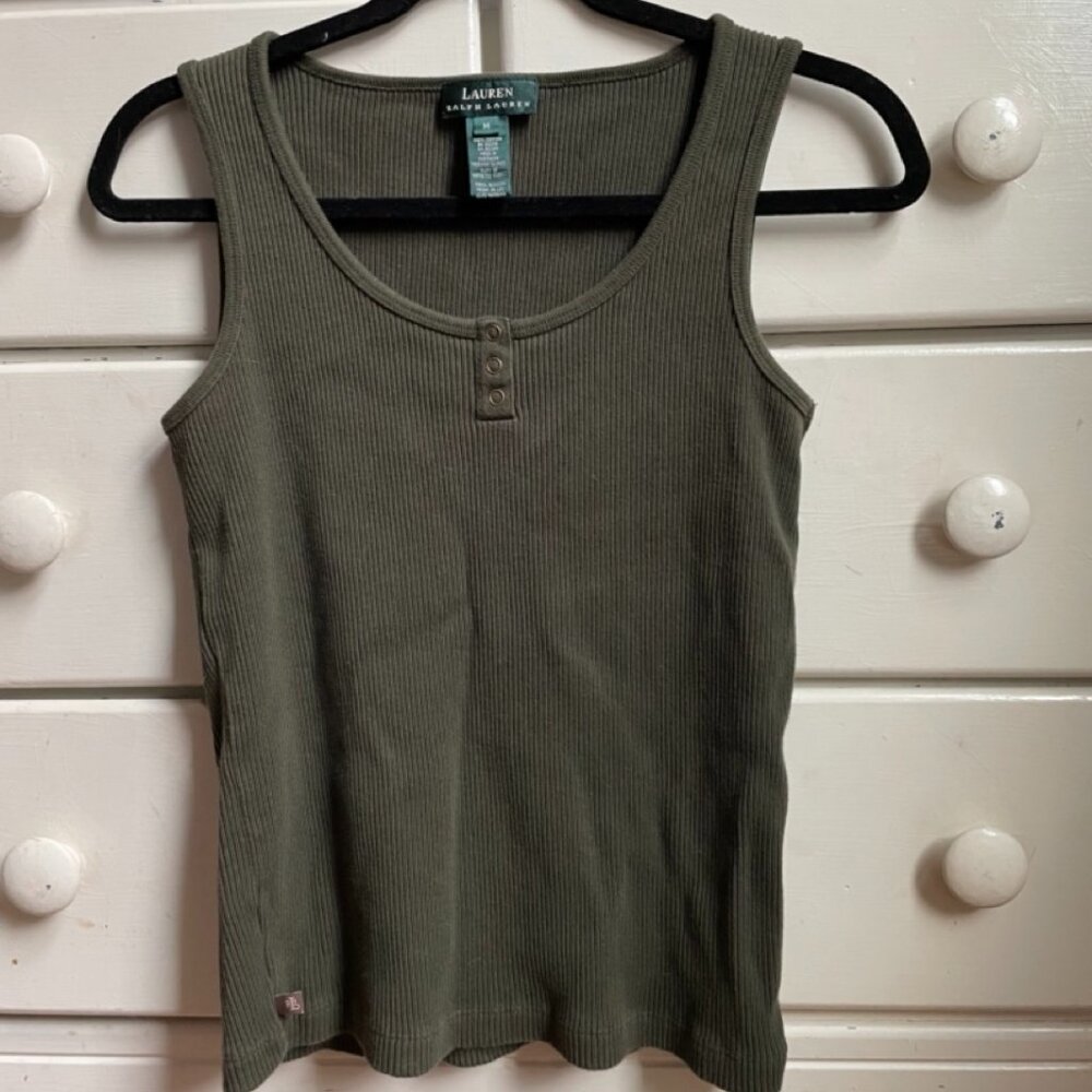Ralph Lauren olive green cotton sweater tank, Size M